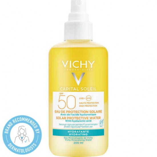 Vichy Capital Soleil Protective Water Hydrating SPF50 Αντηλιακό Νερό Υψηλής Προστασίας με Υαλουρονικό Οξύ 200ml