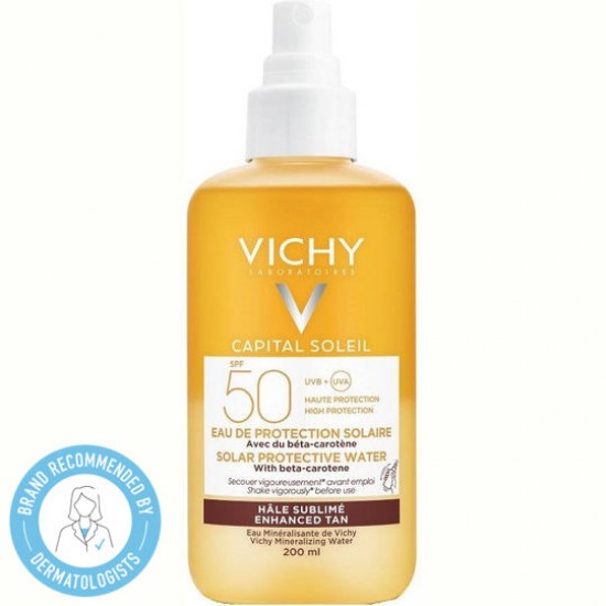 Vichy Capital Soleil Protective Water Bronzing SPF50 Αντηλιακό Νερό Υψηλής Προστασίας με Β-Καροτένιο 200ml