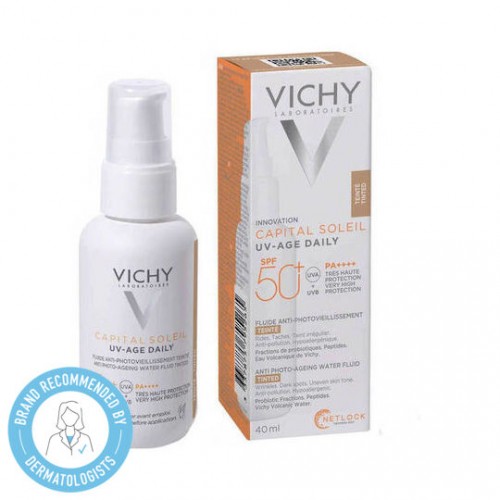 Vichy Capital Soleil UV-Age Daily SPF50+, Λεπτόρρευστο Αντηλιακό Κατά της Φωτογήρανσης, με Χρώμα 40ml Vichy Capital Soleil UV-Age Daily SPF50+, Λεπτόρρευστο Αντηλιακό Κατά της Φωτογήρανσης, με Χρώμα 40ml
