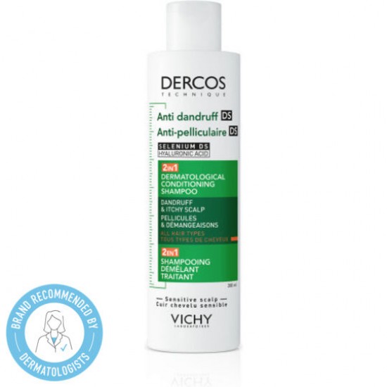Vichy Dercos Anti-Dandruff DS 2in1 Σαμπουάν & Conditioner Κατά της Πιτυρίδας για Όλους τους Τύπους Μαλλιών 200ml