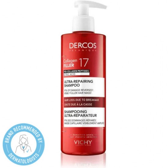 Vichy Dercos Collagen Filler 17 Ultra-Repairing Shampoo Επανορθωτικό Σαμπουάν Μαλλιών κατά του Σπασίματος 400ml Vichy Dercos Collagen Filler 17 Ultra-Repairing Shampoo Επανορθωτικό Σαμπουάν Μαλλιών κατά του Σπασίματος 400ml