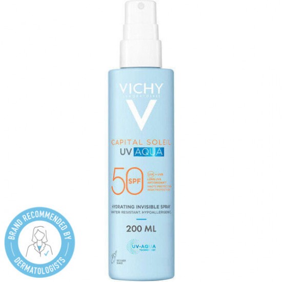 Vichy Capital Soleil UV Aqua Hydrating Invisible Spray Αντηλιακό Σπρέι Σώματος SPF50 200ml Vichy Capital Soleil UV Aqua Hydrating Invisible Spray Αντηλιακό Σπρέι Σώματος SPF50 200ml