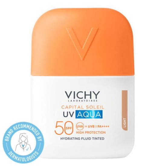 Vichy Capital Soleil UV Aqua Λεπτόρρευστο Ενυδατικό Αντηλιακό Προσώπου με Χρώμα Light SPF50 50ml