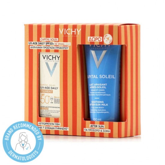 Vichy Capital Soleil Promo με UV-Age Daily Λεπτόρευστο Αντηλιακό Προσώπου με Χρώμα Light SPF50+ 40ml & Δώρο After Sun για Πρόσωπο & Σώμα 100ml Vichy Capital Soleil Promo με UV-Age Daily Λεπτόρευστο Αντηλιακό Προσώπου με Χρώμα Light SPF50+ 40ml & Δώρο After Sun για Πρόσωπο & Σώμα 100ml