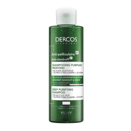 Vichy Dercos Anti-Dandruff K Deep Purifying Shampoo Κατά της Επίμονης Πιτυρίδας & της Λιπαρότητας 250ml
