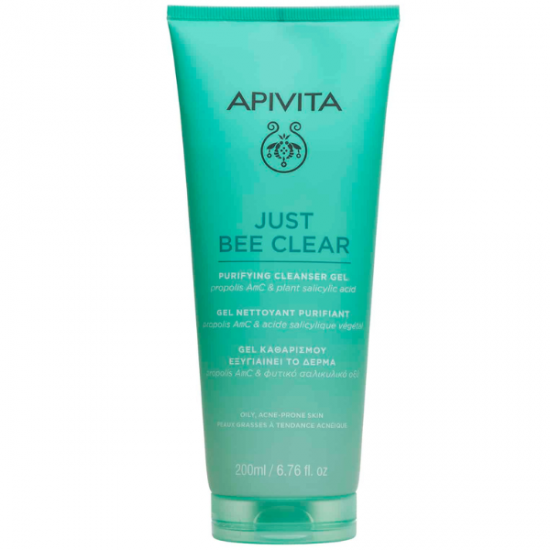 Apivita Just Bee Clear Purifying Cleanser Gel Καθαρισμού, Εξυγιαίνει το Δέρμα 200ml