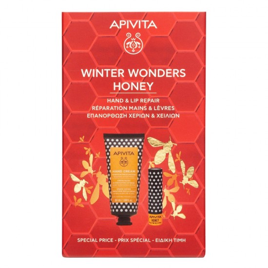 Apivita Promo Winter Wonders Honey Hand Cream Κρέμα Χεριών Εντατικής Ενυδάτωσης 50ml & Lip Repair 4.4gr