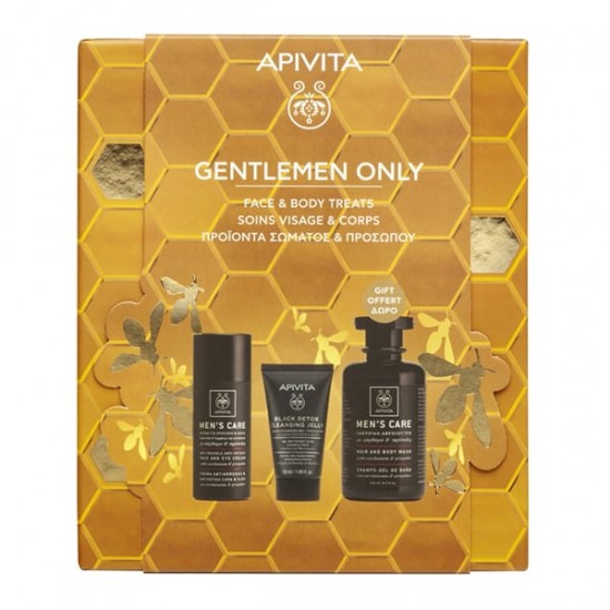 Apivita Promo Gentlemen Only Face & Eye cream 50ml & Black Cleansing Gel 50ml & ΔΩΡΟ Hair & Body Wash 250ml