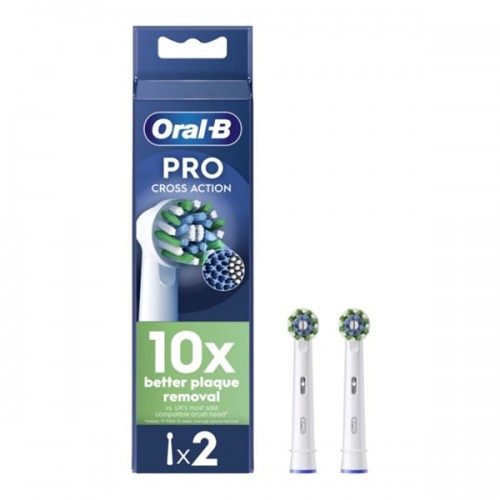 Oral-B Pro Cross Action Λευκές Ανταλλακτικές Κεφαλές για Ηλεκτρικές Οδοντόβουρτσες, 2 Τεμάχια