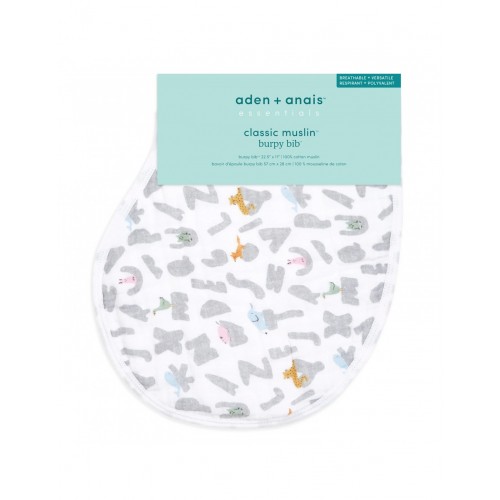 Aden+Anais Essentials Cotton Muslin Burpy Bib, Alphabet 1 Τεμάχιο