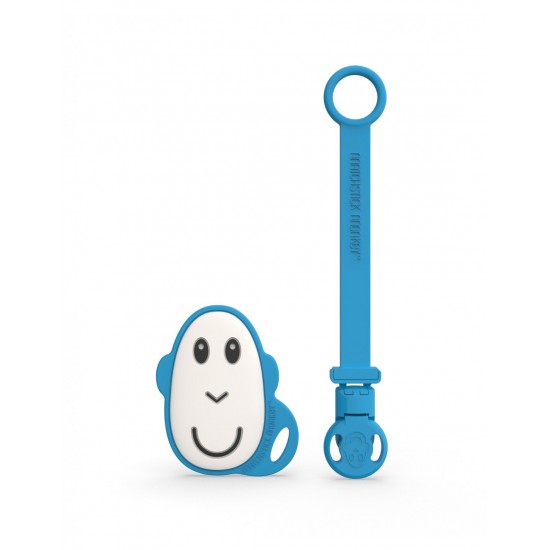 Matchstick Monkey Soother Clip & Flat Monkey Teether Blue Matchstick Monkey Soother Clip & Flat Monkey Teether Blue