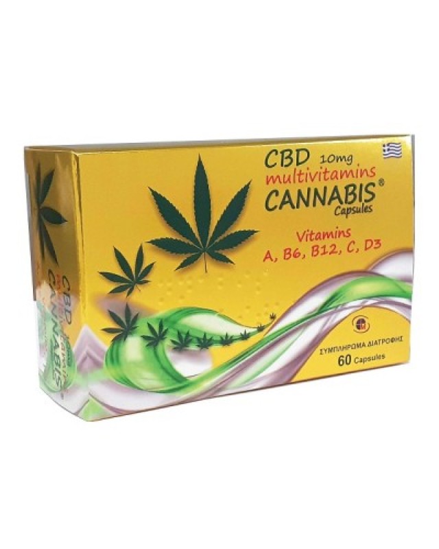 CBD 10mg Cannabis & Multivitamins, Συμπλήρωμα Διατροφής με Κανναβιδιόλη & Πολυβιταμίνες 60 Κάψουλες
