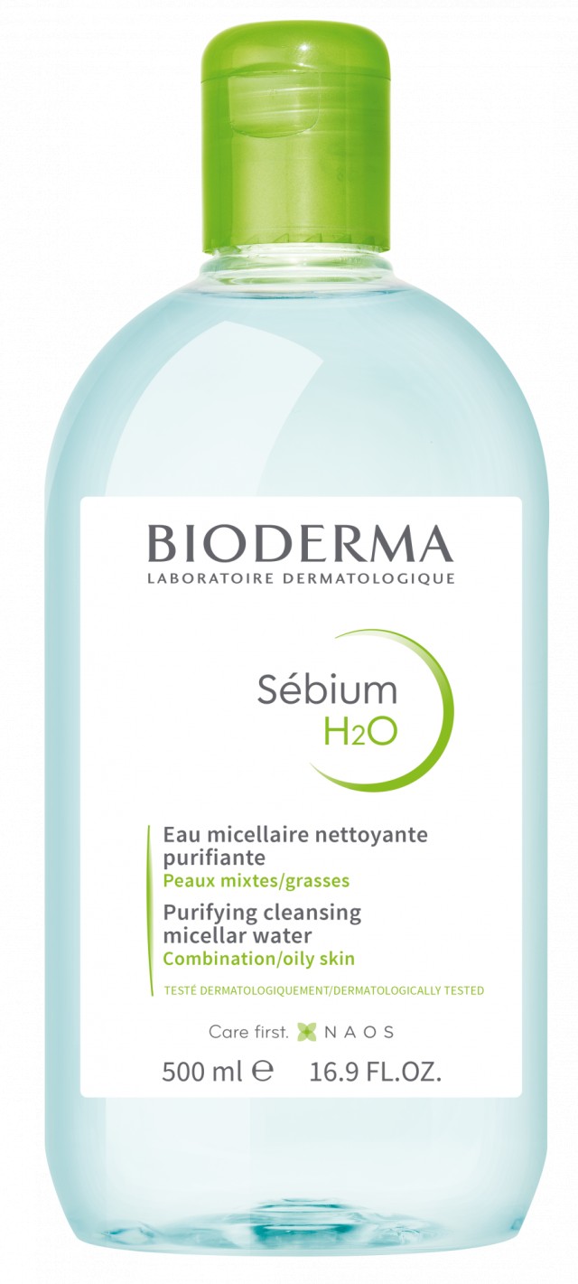 Bioderma Sebium Η2Ο Νερό Καθαρισμού Micellaire, Καθαρίζει & Αφαιρεί το Μακιγιάζ, Λιπαρό Δέρμα 500ml
