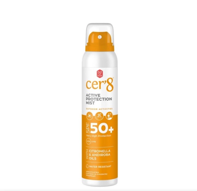 Vican Cer8 Active Protection Mist Αντηλιακό Πολύ Υψηλής Προστασίας Με Citronella & Andiroba SPF50+ 125ml
