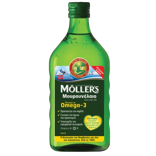 Moller’s Μουρουνέλαιο Lemon Παραδοσιακό Μουρουνέλαιο σε Υγρή Μορφή με Γεύση Λεμόνι 250ml