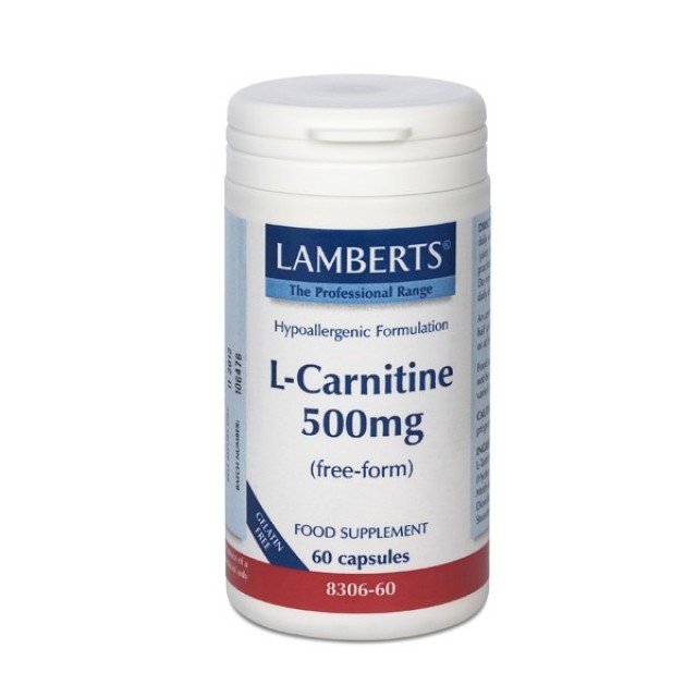 Lamberts L-Carnitine Ελεύθερης Μορφής Καρνιτίνη 500mg 60Caps