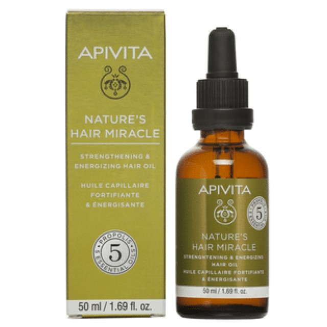 Apivita Natures Hair Miracle Strengthening & Energizing Hair Oil, Λάδι Ενδυνάμωσης & Τόνωσης για τα Μαλλιά 50ml