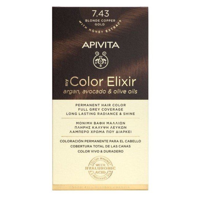 Apivita Βαφή Μαλλιών My Color Elixir Ξανθό Χάλκινο Μελί/ Blonde Copper Gold No 7.43