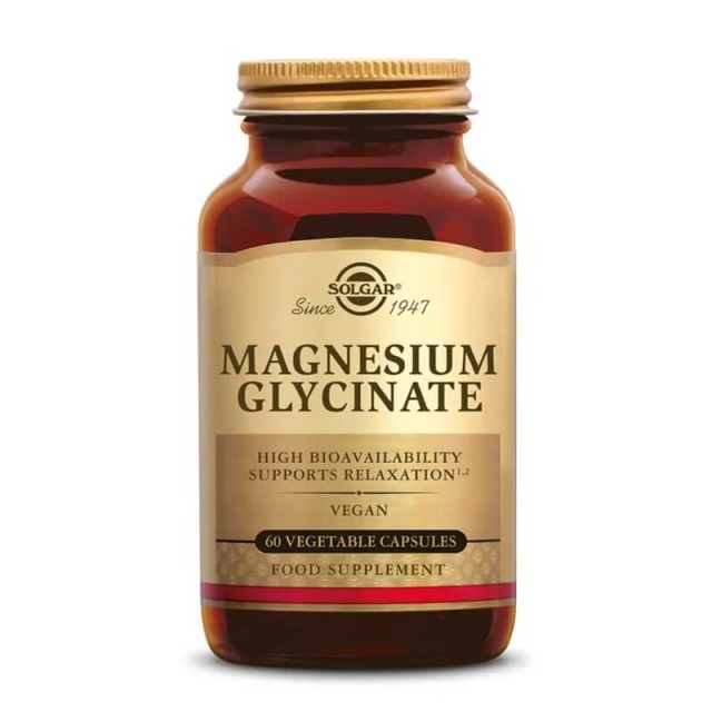 Solgar Magnesium Glycinate Συμπλήρωμα Διατροφής με Μαγνήσιο Γλυκινικό 60 κάψουλες