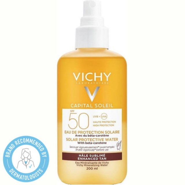 Vichy Capital Soleil Protective Water Bronzing SPF50 Αντηλιακό Νερό Υψηλής Προστασίας με Β-Καροτένιο 200ml