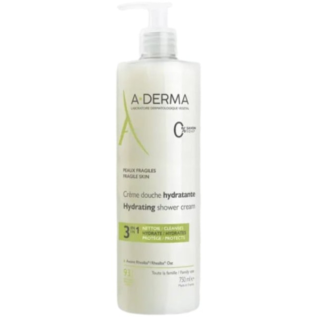 A-Derma Peaux Fragiles 3in1 Hydrating Shower Cream Κρεμοντούς 3σε1 Καθαρισμού & Ενυδάτωσης, 750ml