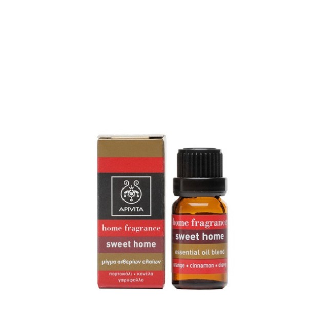 Apivita Home Fragrance Sweet Home, Μίγμα Αιθέριων Ελαίων από Πορτοκάλι, Κανέλα, Γαρύφαλλο 10ml