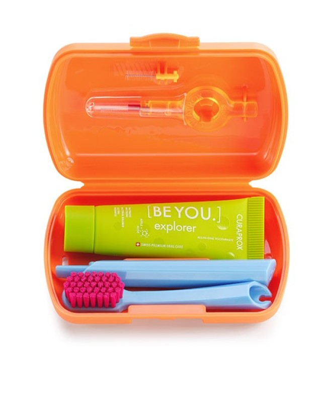 Curaprox Travel Set, Πορτοκαλί Χρώμα Ταξιδιωτικό Σετ Στοματικής Υγιεινής