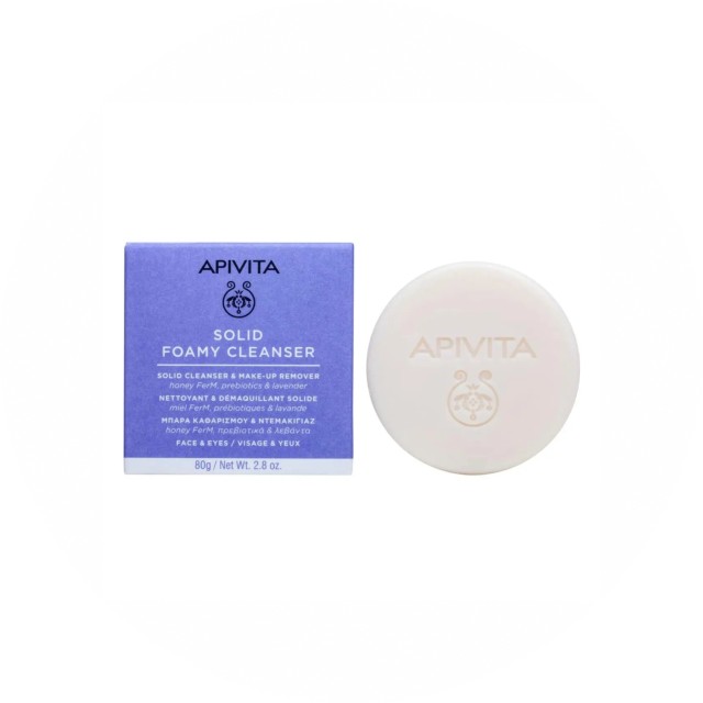 Apivita Solid Foamy Cleanser Face & Eyes Μπάρα Καθαρισμού & Ντεμακιγιάζ 80 gr