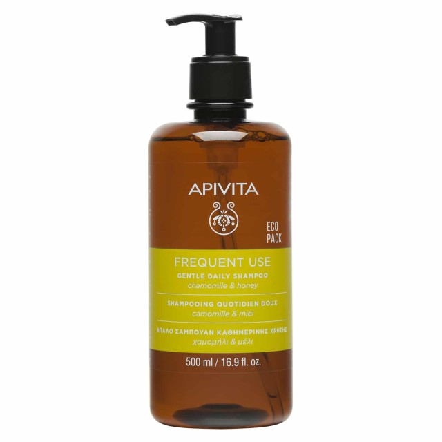 Apivita Shampoo Frequent Use, Eco Pack Απαλό Σαμπουάν Καθημερινής Χρήσης 500ml