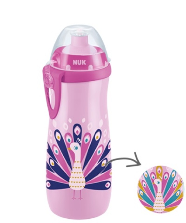 NUK Sports Cup Changes Colour Παγουράκι με Καπάκι Push-Pull 24m+ Χρώμα Ροζ 450ml