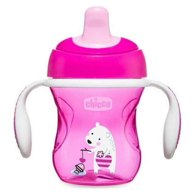 Chicco Training Cup 6m+, Εκπαιδευτικό Κύπελλο με Λαβές, Χρώμα Ροζ 200ml
