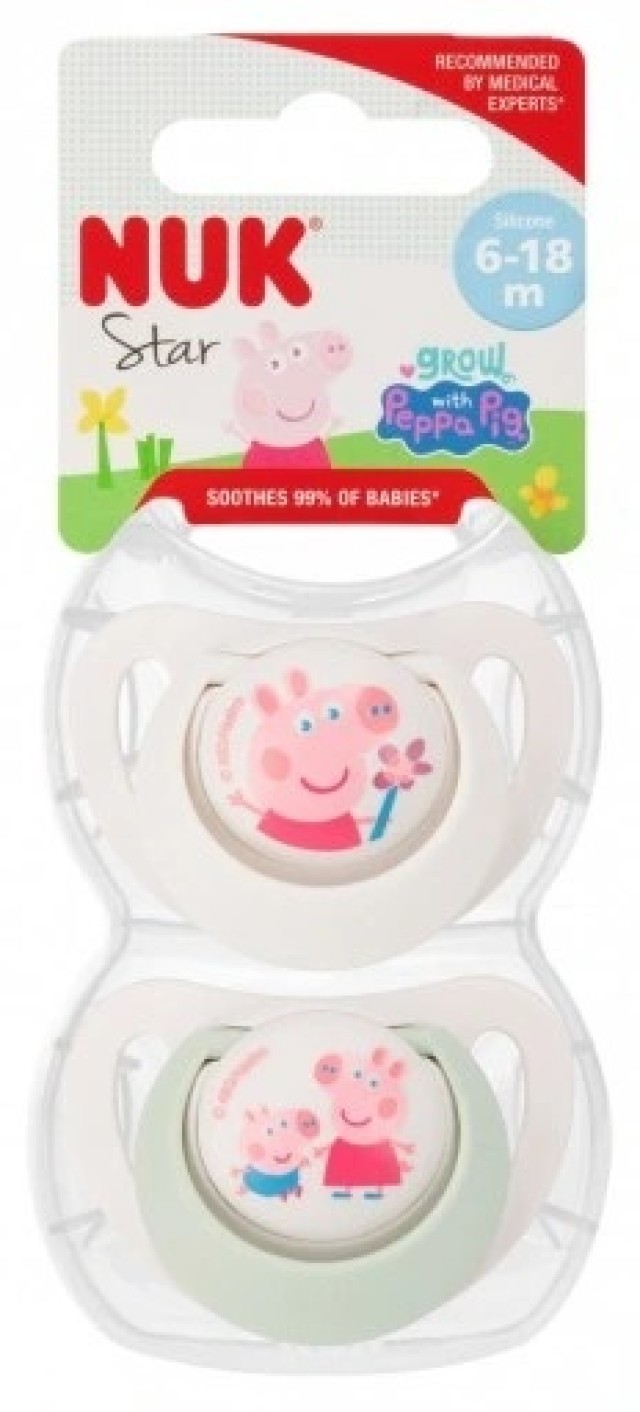 Nuk Star Peppa Πιπίλες Σιλικόνης Για 6-18 μηνών 2τμχ