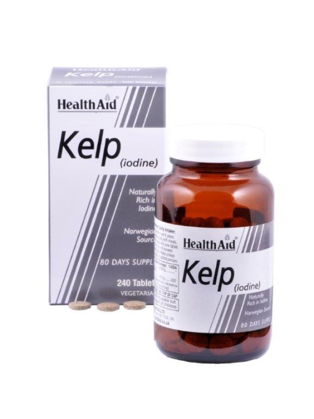 Health Aid Kelp (iodine) 150mg, Συμπλήρωμα Διατροφής για την Αύξηση της Ενεργητικότητας & της Πνευματικής Εγρήγορσης 240 Ταμπλέτες