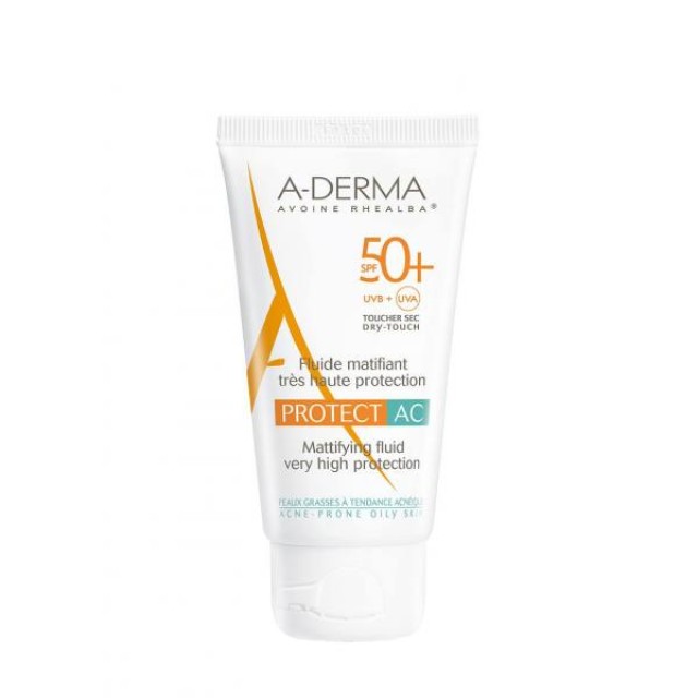 A-Derma Protect AC Mattifying Fluid SPF50+ Αντηλιακή Κρέμα Προσώπου Κατάλληλο για Λιπαρό Ακνεϊκό Δέρμα με Ματ Αποτέλεσμα 40ml