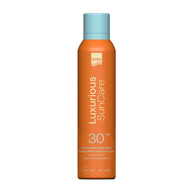 Intermed Luxurious SunCare Invisible Spray for Face & Body SPF30 Διάφανο Αντηλιακό Spray 200ml