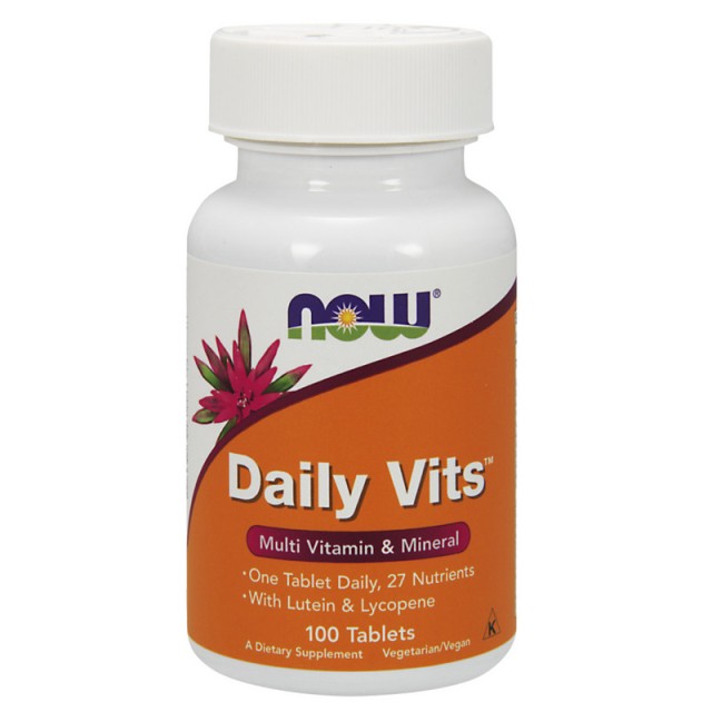 Now Foods Daily Vits Multi, w/ Lycopene + Lutein, Πολυβιταμίνες 100 Φυτικές Κάψουλες