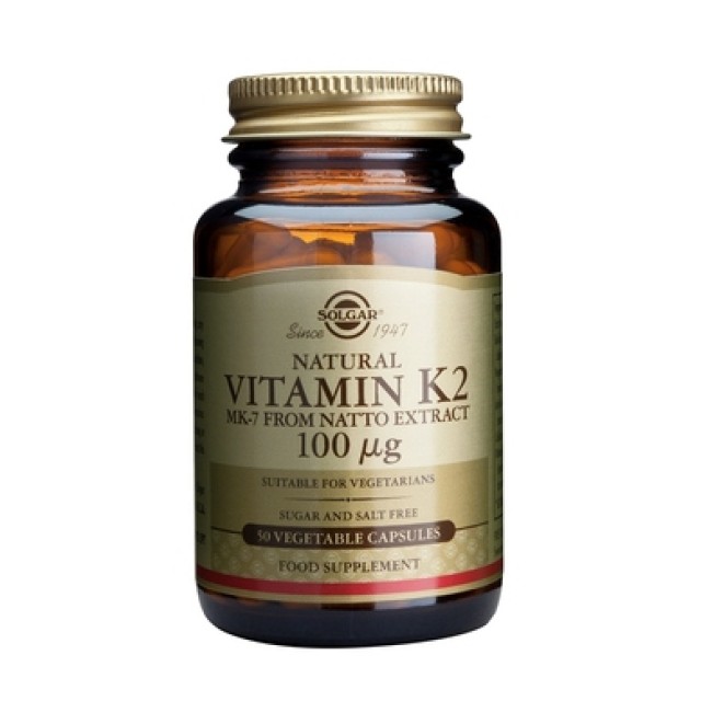 Solgar Vitamin K2 100μg, Συμπλήρωμα Διατροφής 50 Φυτικές Κάψουλες