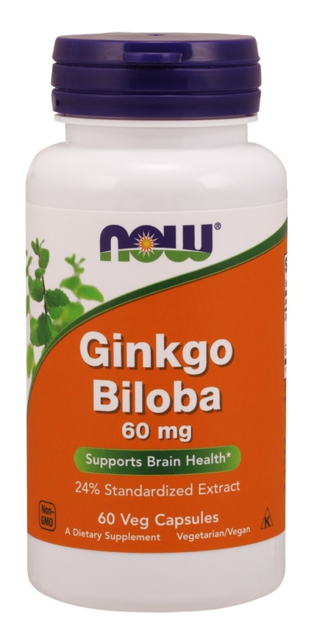 Now Foods Ginkgo Biloba 60mg, Συμπλήρωμα Διατροφής 60 Φυτικές Κάψουλες