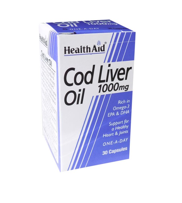 Health Aid Cod Liver Oil 1000mg, Συμπλήρωμα Διατροφής Μουρουνέλαιο 30 Κάψουλες