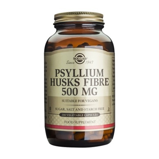 Solgar Psyllium Husks Fibre 200 Veg Caps, Καθαρισμός Εντέρωv Χωρίς Ερεθισμό-Σωστή Αποβολή Κοπράνων-Μείωση Όρεξης