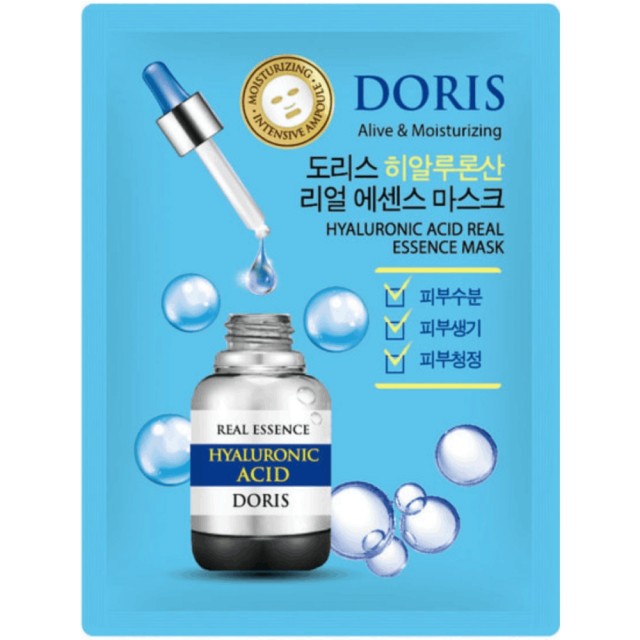 Doris Hyaluronic Acid Real Essence Mask Ενυδατική Μάσκα Προσώπου Με Υαλουρονικό 25ml