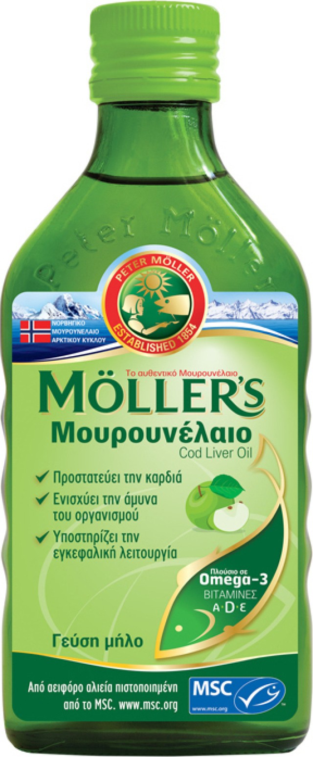 Mollers Μουρουνέλαιο Apple Παραδοσιακό Μουρουνέλαιο σε Υγρή Μορφή με Γεύση Μήλου 250ml