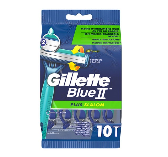 Gillette Blue II Plus Slalom Ξυραφάκια με 2 Λεπίδες & Ταινία Aloe 10 Τεμάχια