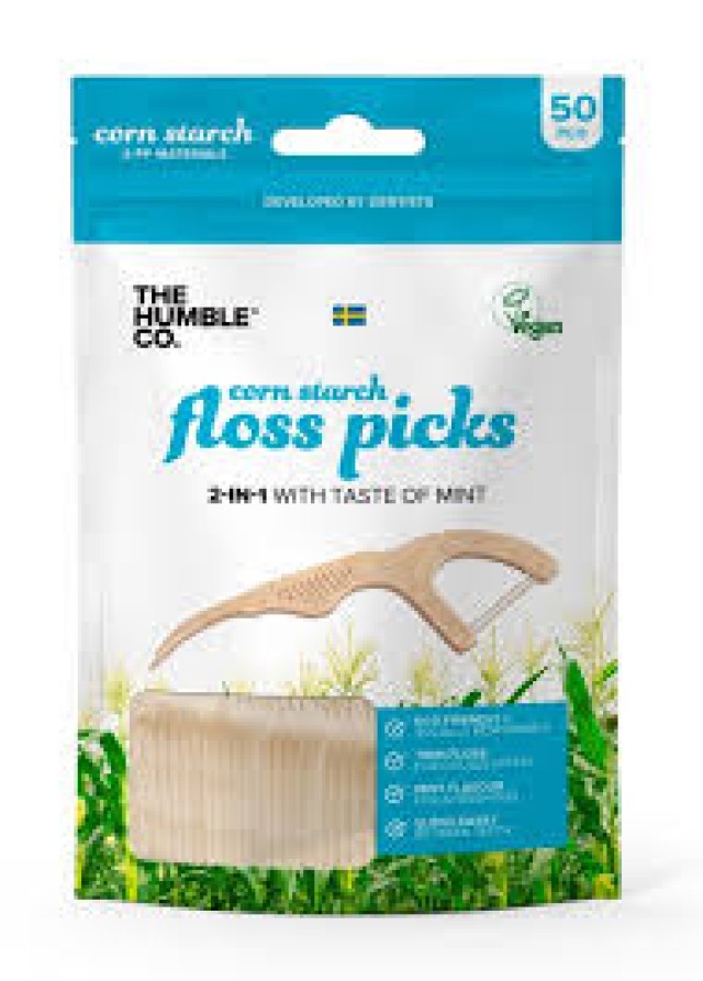 The Humble Co. Dental Floss Picks Μεσοδόντια 2 σε 1, 50 τεμάχια