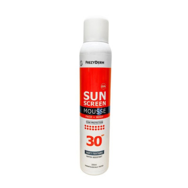  Frezyderm Sun Screen Mousse SPF30, Αντηλιακό Προσώπου/Σώματος σε Μορφή Αφρού 200ml