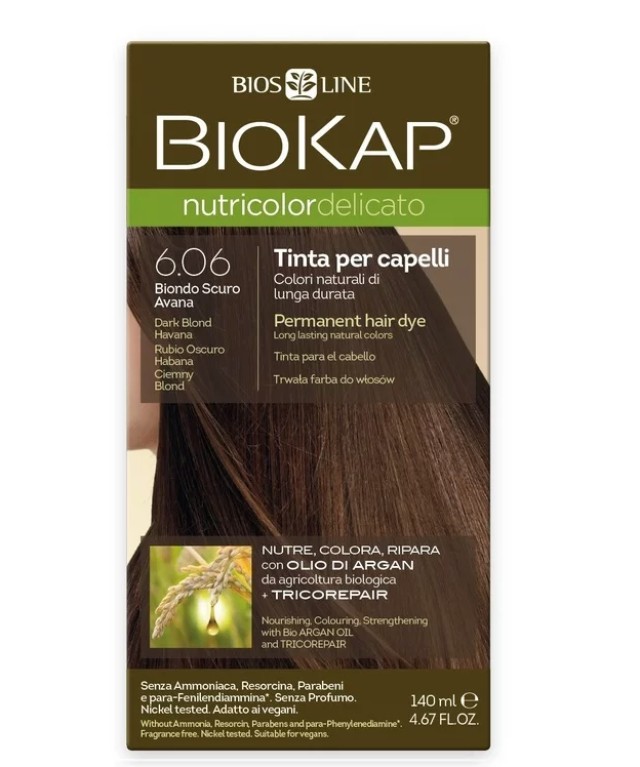 Biokap N6.06 Dark Blond-Havana, Βαφή Μαλλιών Χρώμα Ξανθό Σκούρο Ανανά 140ml