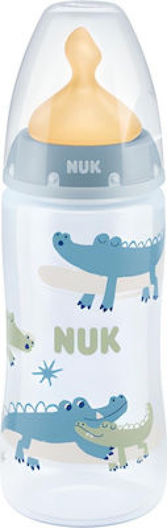 NUK First Choice+ Πλαστικό Μπιμπερό με Θηλή Latex με Δείκτη Ελέγχου Θερμοκρασίας, Γαλάζιο 0-6m 300ml