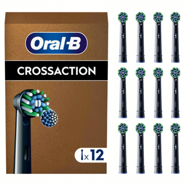 Oral-B Cross Action Black Ανταλλακτικές Κεφαλές Ηλεκτρικής Οδοντόβουρτσας, 12τεμ