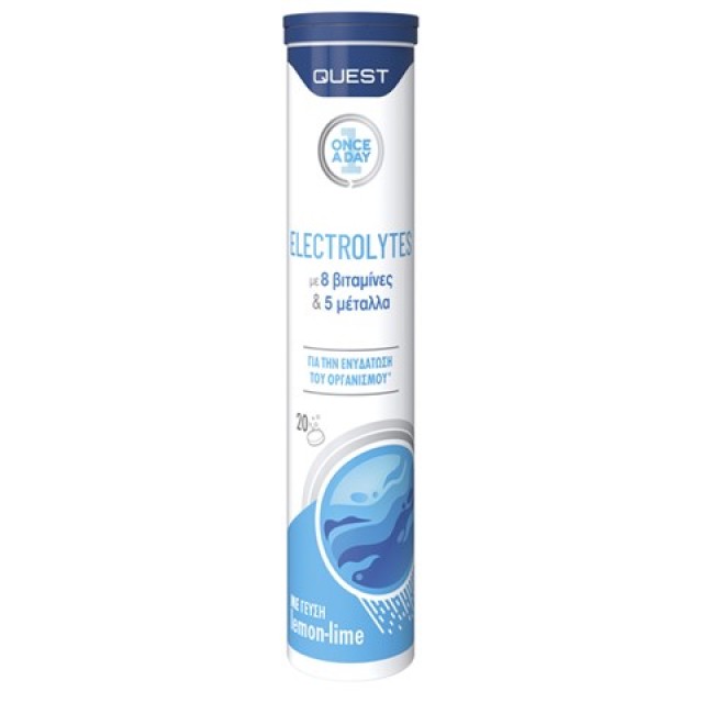 Quest Electrolytes με 8 Βιταμίνες & 5 Μέταλλα, για την Ενυδάτωση του Οργανισμού 20 Αναβράζουσες Ταμπλέτες