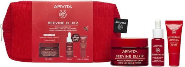 Apivita Promo Pack Beevine Elixir με Αντιρυτιδική Κρέμα για Σύσφιξη & Lifting Πλούσιας Υφής 50ml & Δώρο Ορός Ενεργοποίησης Σύσφιξης & Lifting 10ml Αντιρυτιδική Κρέμα Lifting για τα Μάτια & τα Χείλη 5ml & Νεσεσέρ